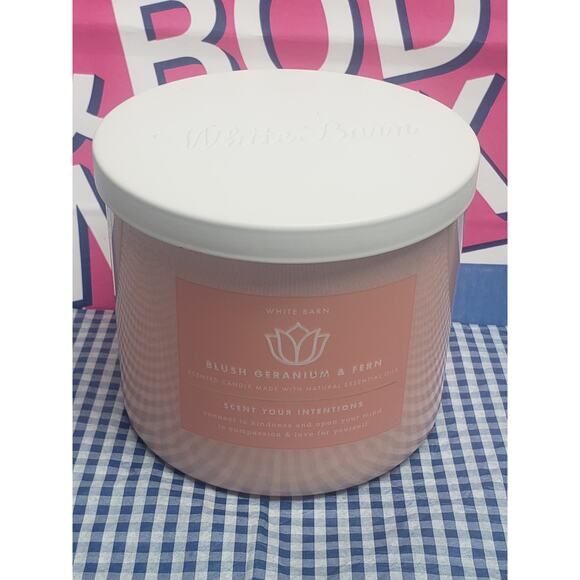 BBW Blush Geranium & Fern Large 3 Wick Candle Home Fragrance Decor - Picture 1 of 2